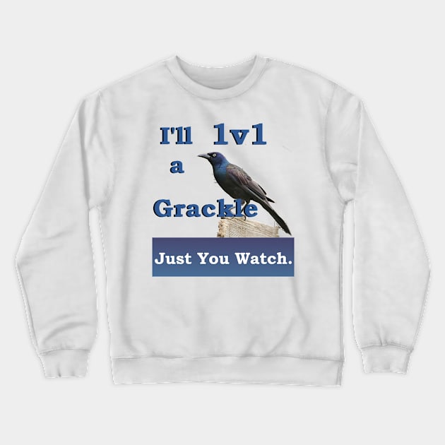 I'll 1v1 a Grackle Just You Watch Slogan Tee Crewneck Sweatshirt by nhitori